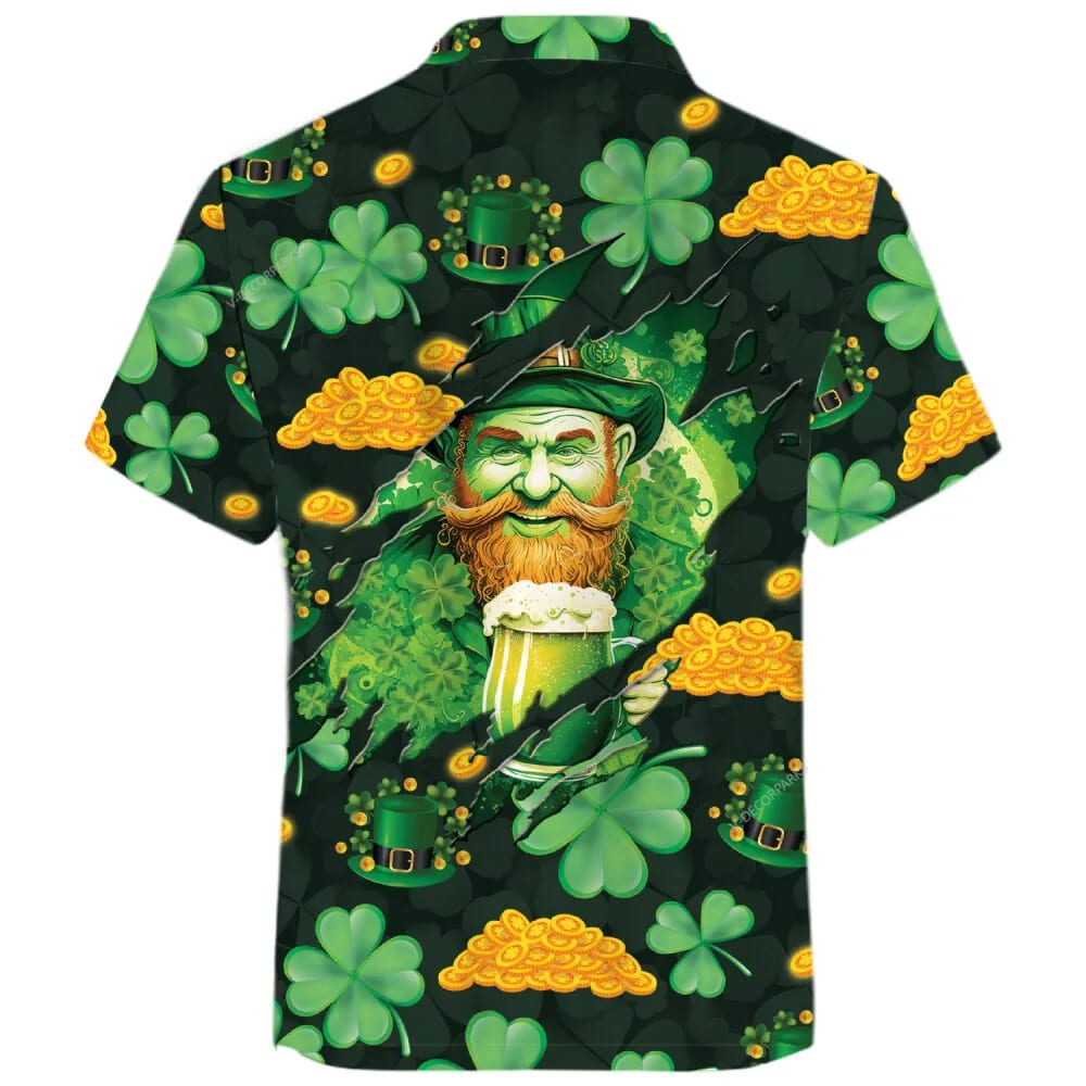 St Patricks Day Hawaiian Shirt Leprechaun Beer For Saint Patrick Unisex Hawaiian Shirts Holy Four leaf Clover Pattern Men s Hawaiian Shirts 3 bsem4r.jpg