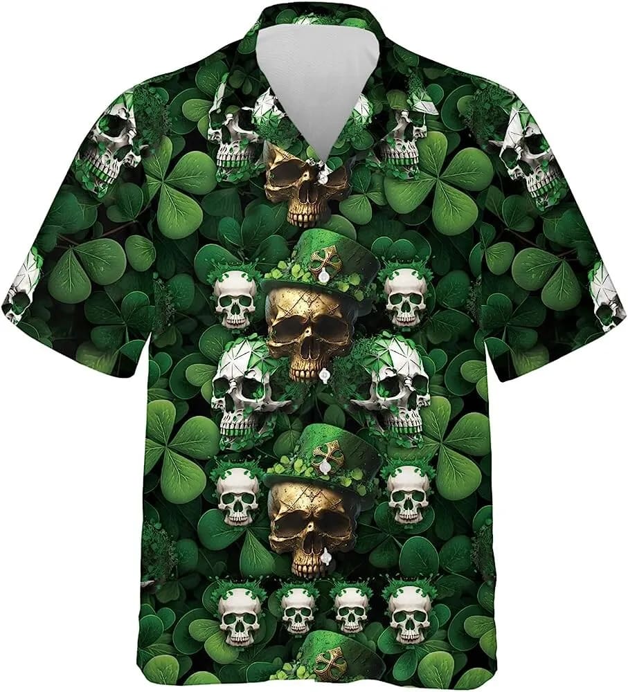St Patricks Day Hawaiian Shirt St. Patrick s Day Skull Summer Men Hawaiian Shirt Short Sleeve Button Down Shirt Aloha Beach Shirt 1 nvf3xa.jpg