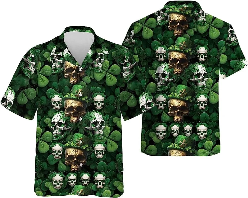 St Patricks Day Hawaiian Shirt St. Patrick s Day Skull Summer Men Hawaiian Shirt Short Sleeve Button Down Shirt Aloha Beach Shirt 3 gkgowp.jpg