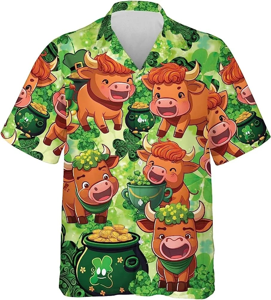 St Patricks Day Hawaiian Shirt St.patrick s Day Shamrock And Cow Pattern Aloha Hawaiian Shirt Casual Printed Beach Summer Shirt 1 dgxjjq.jpg