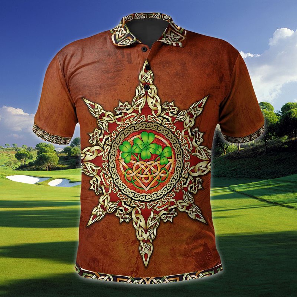 St Patricks Day Polo Shirt Celtic Pattern Shamrock Lucky Clover Polo For Men St Patrick s Day Polo Shirt 1 k1hqqy.jpg