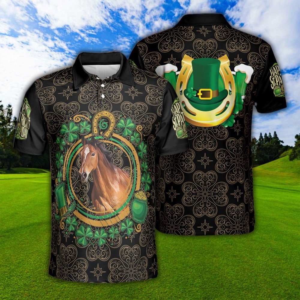 St Patricks Day Polo Shirt Irish Horse Shamrocks Coins Horseshoe Beer Polo St. Patrick s Day Gift For Cowboy Polo Shirt 1 gbjlc2.jpg St Patricks Day Polo Shirt Irish Horse Shamrocks Coins Horseshoe Beer Polo St. Patrick s Day Gift For Cowboy Polo Shirt 1 gbjlc2.jpg