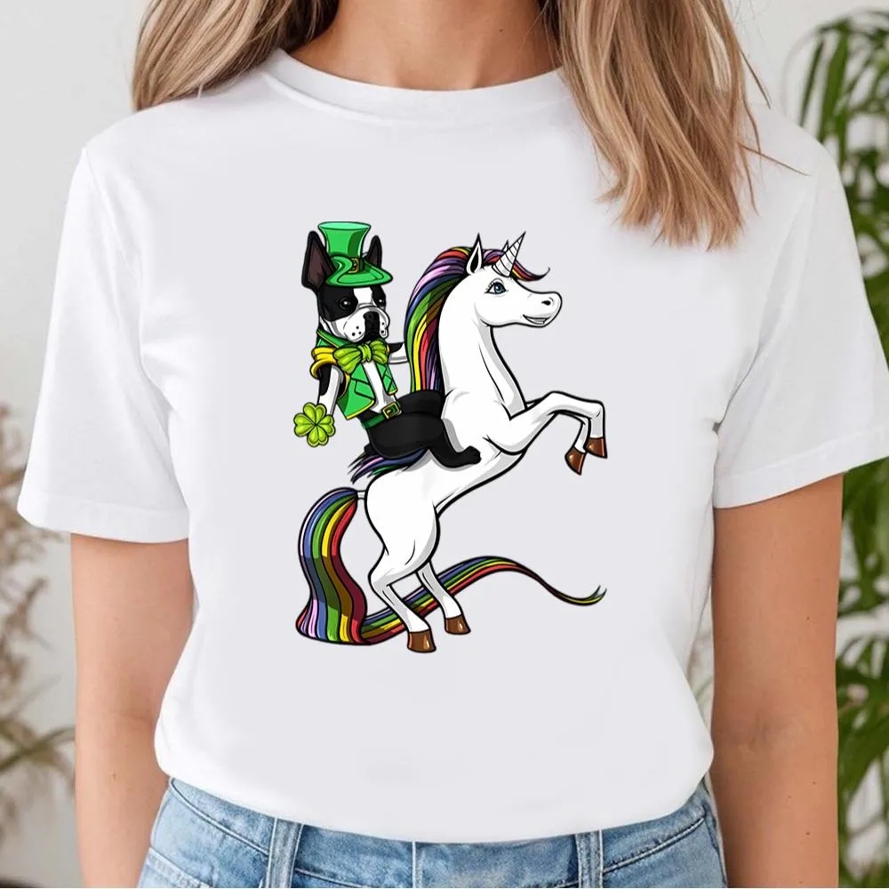 St Patricks Day T Shirt St Patricks Day Boston Terrier Dog Riding Unicorn T Shirt Funny St Patricks Day Shirts 2 j5gvwq.jpg