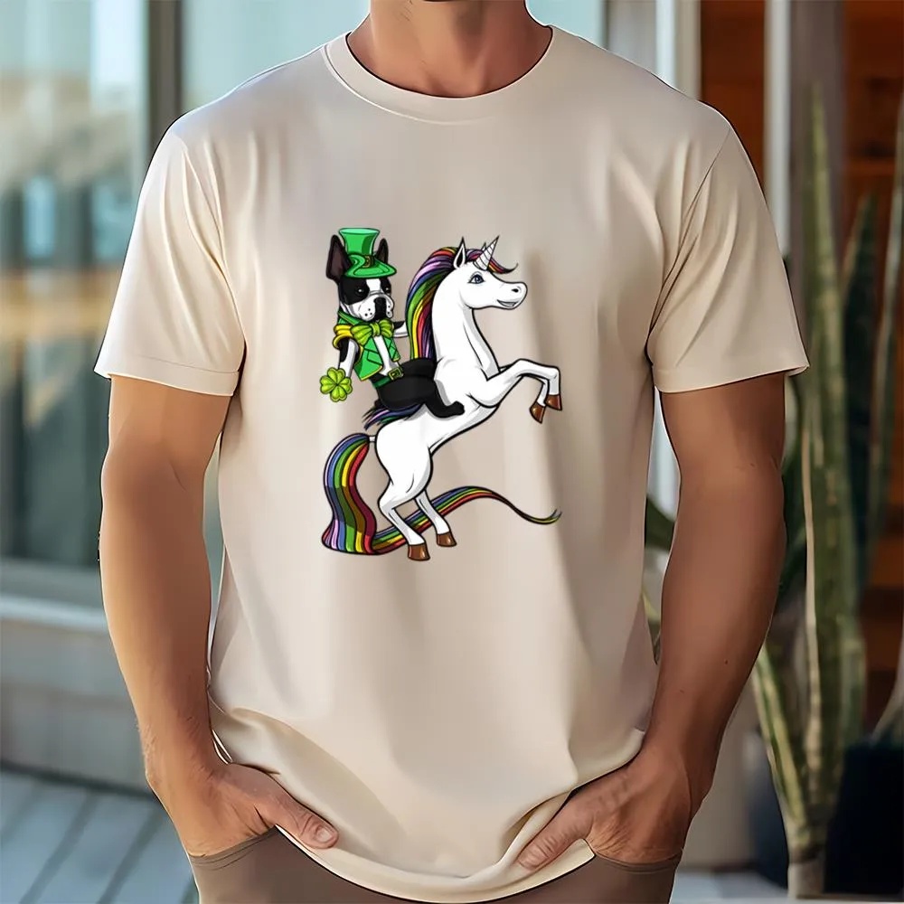St Patricks Day T Shirt St Patricks Day Boston Terrier Dog Riding Unicorn T Shirt Funny St Patricks Day Shirts 3 ugo46i.jpg
