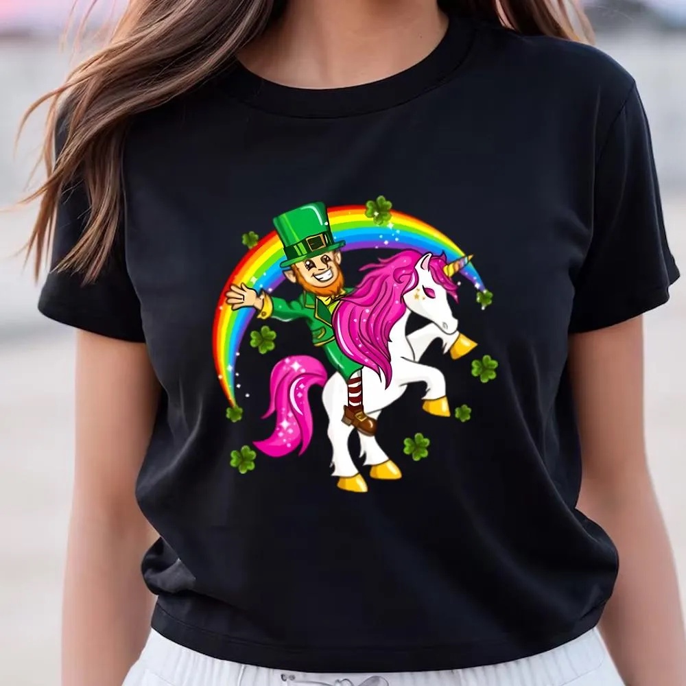 St Patricks Day T Shirt St Patricks Day Leprechaun Riding Unicorn T Shirt Funny St Patricks Day Shirts 2 w0twsg.jpg