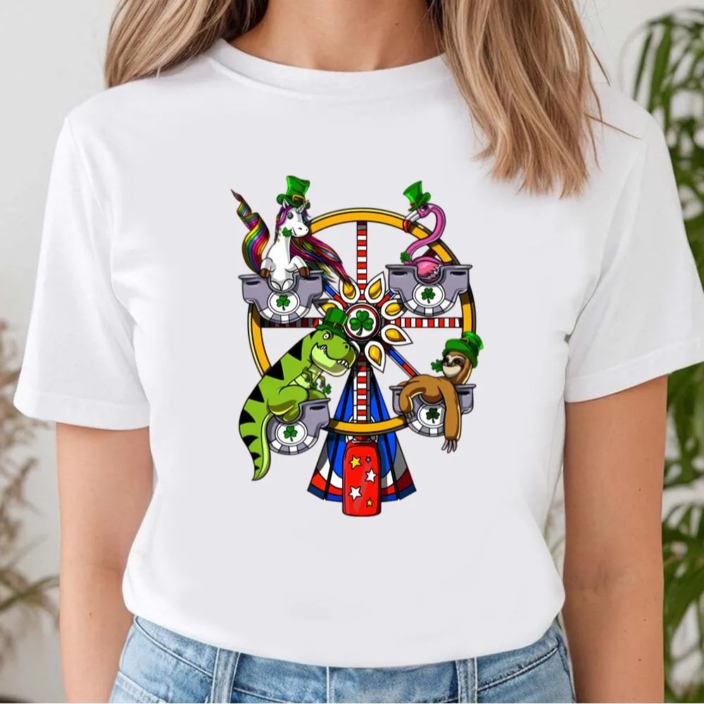 St Patricks Day T Shirt St Patricks Day Unicorn T Rex Dinosaur Sloth Flamingo Leprechaun T Shirt Funny St Patricks Day Shirts 2 d875t8.jpg