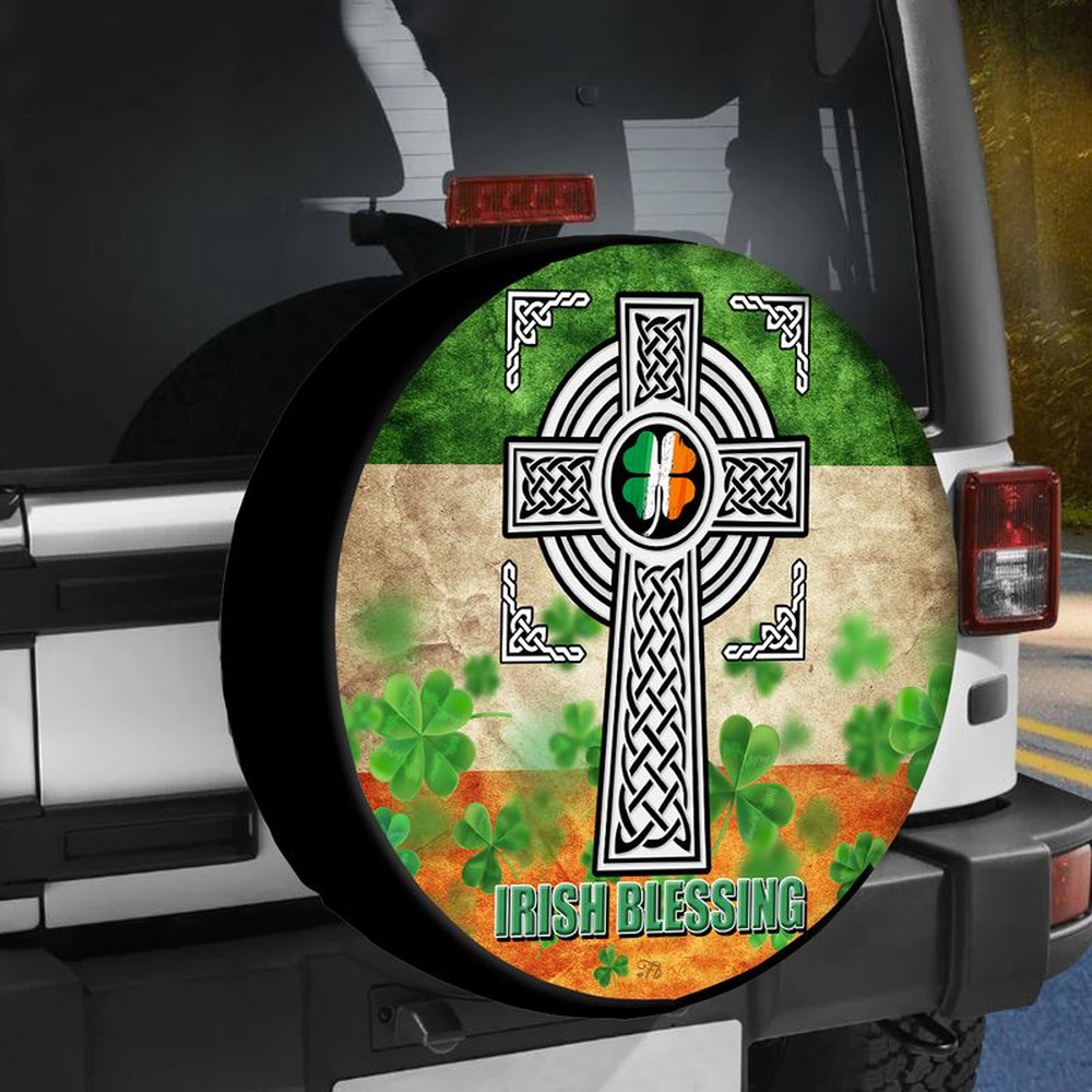 St Patricks Day Tire Cover Irish Blessing Spare Tire Cover Irish Celtic Cross Irish Flag Shamrock Leaves 1 yp01bg.jpg