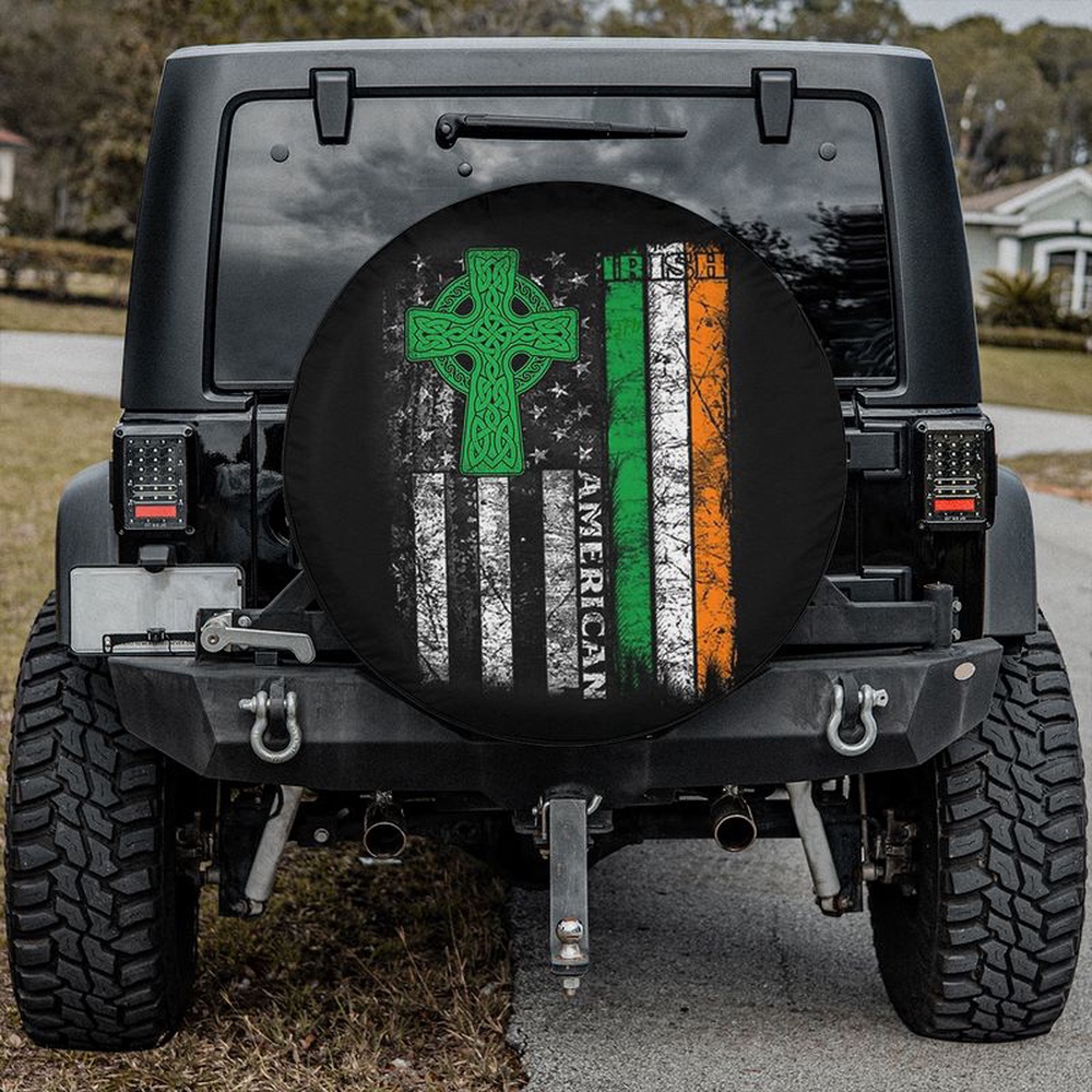 St Patricks Day Tire Cover Irish Celtic Cross Spare Wheel Cover Irish American Irish By Blood 1 aicria.jpg