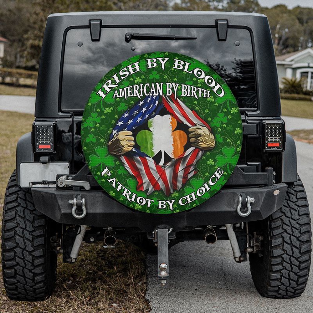St Patricks Day Tire Cover Irish Shamrock Usa Flag Irish By Blood American By Birth Patrick Day Gift 1 wq76nu.jpg