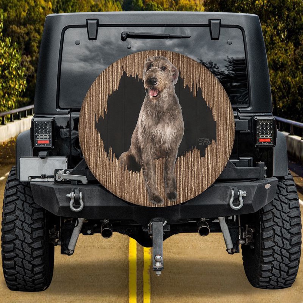 St Patricks Day Tire Cover Irish Wolfhound Dog Cover Dog Lovely Cover Dog Lover Wrap Wood Crack Hole Cover Car Decorative 1 rcbvlg.jpg
