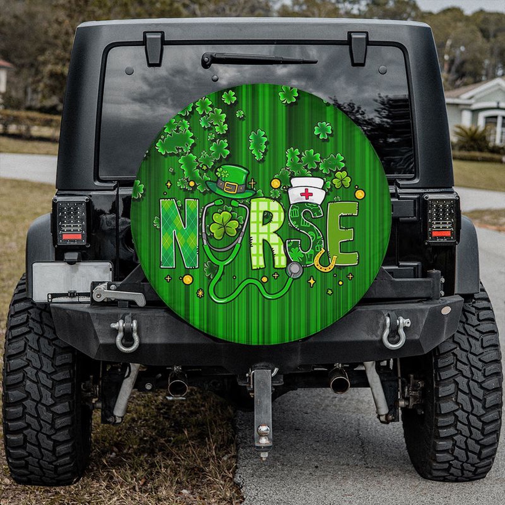 St Patricks Day Tire Cover Nurse Spare Tire Cover Clover Tire Cover Irish Nurse Tire Cover Celtic Tire Cover Car Decor 1 kpaqyp.jpg