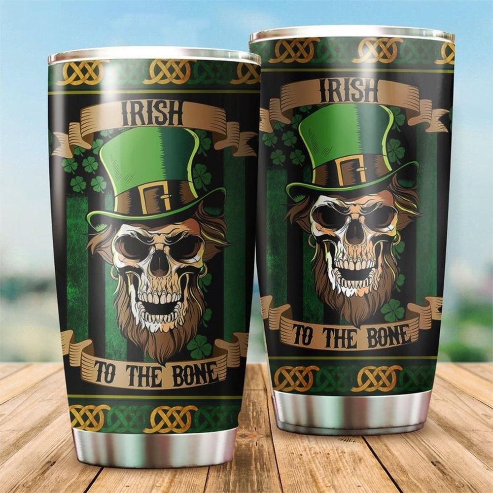 St Patricks Day Tumbler Irish Skull Tumbler Irish To The Bone Tumbler Irish Happy St Patrick Day Stainless Steel Tumbler 1 h7ymxn.jpg