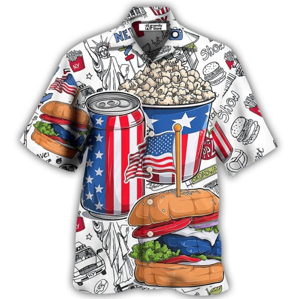 4th Of July Hawaiian Shirt, Food Independence Day Hawaiian Shirt, Hawaiian Fourth Of July Shirt