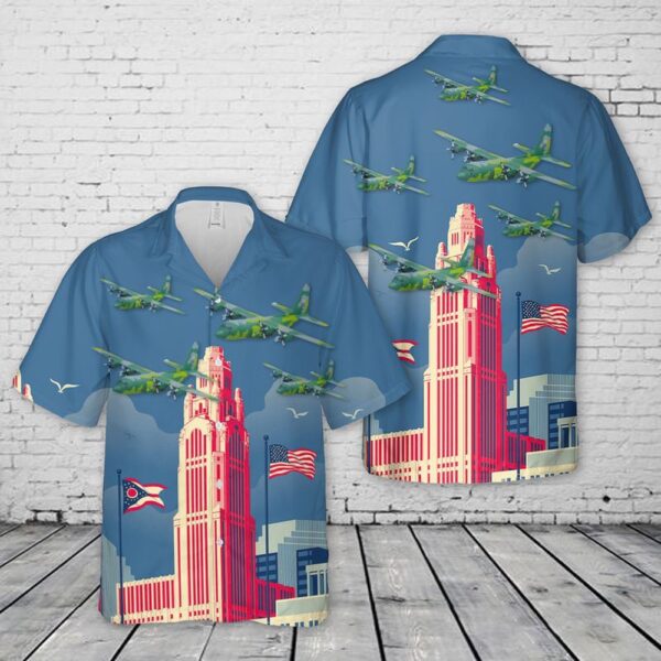 Air Force Hawaiian Shirt, USAF Ohio Air National Guard 179th Airlift Wing C-130H Hercules Hawaiian Shirt, Veteran Hawaiian Shirt