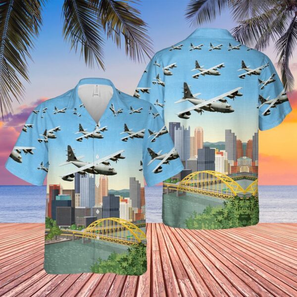Air Force Hawaiian Shirt, USAF Pennsylvania Air National Guard 193rd Special Operations Squadron EC-130J Commando Solo Hawaiian Shirt