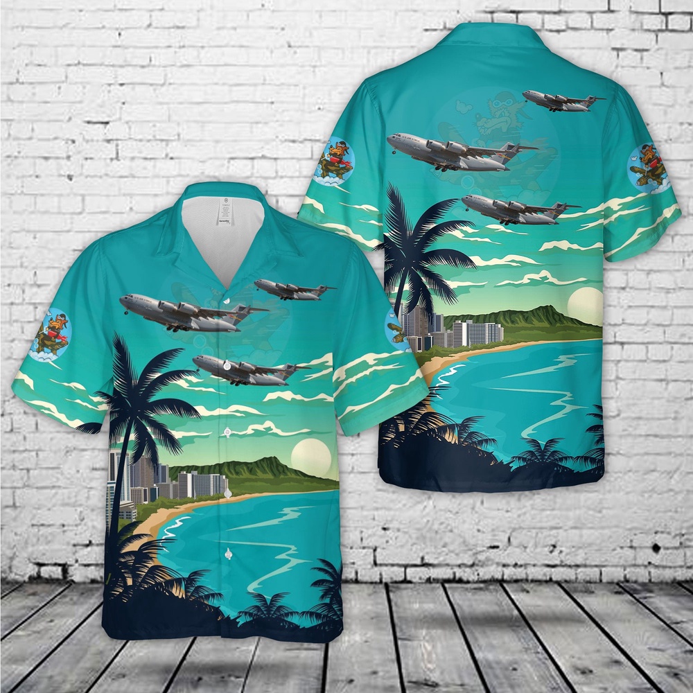 Air Force Hawaiian Shirt US Air Force 729th Airlift Squadron Boeing C 17 Globemaster III Hawaiian Shirt Veteran Hawaiian Shirt 1 rhmze7.jpg
