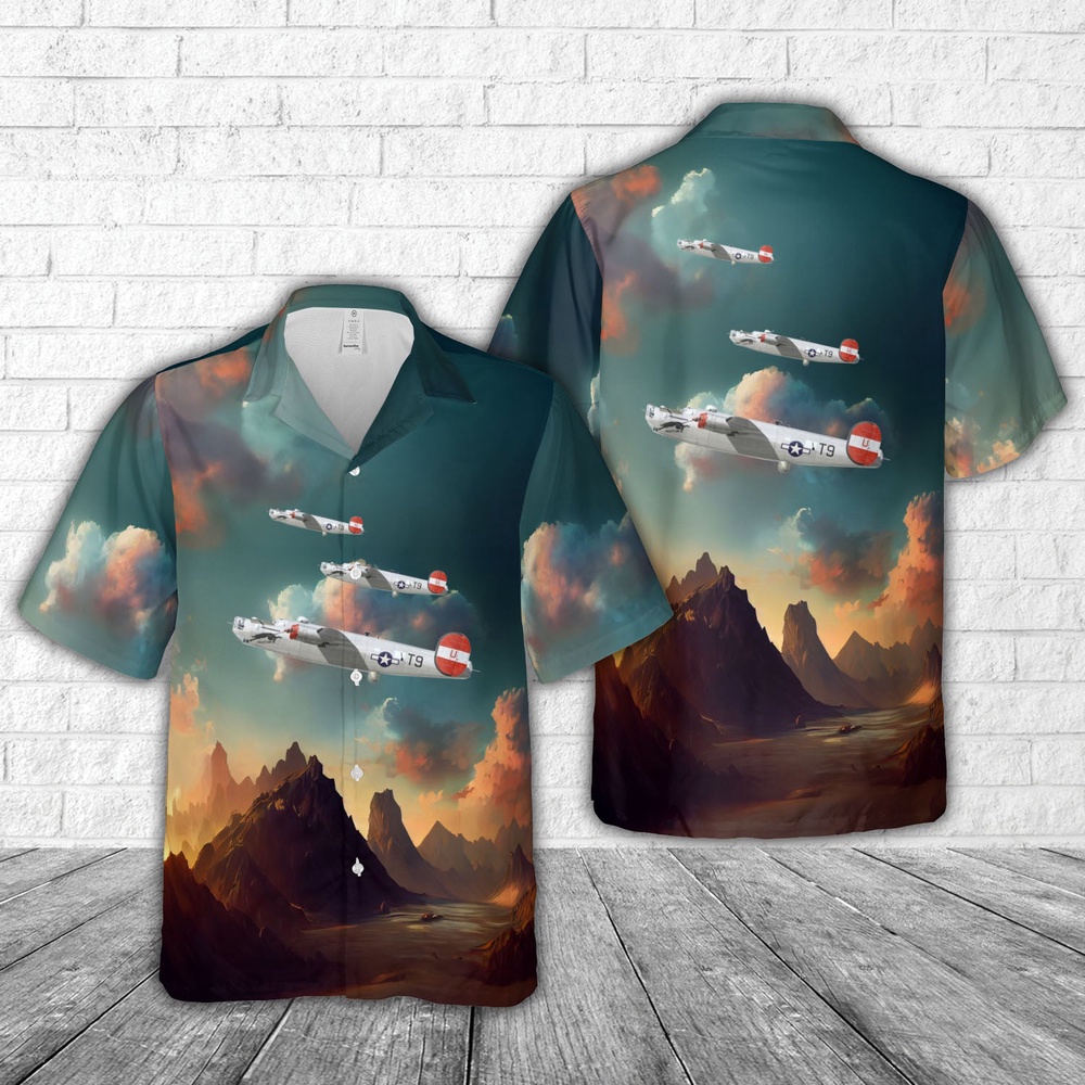 Air Force Hawaiian Shirt US Air Force B 24J Black Cat 785th Bomb Squadron 466th Bomb Group 8th Air Force 1945 Hawaiian Shirt 1 nktgnx.jpg