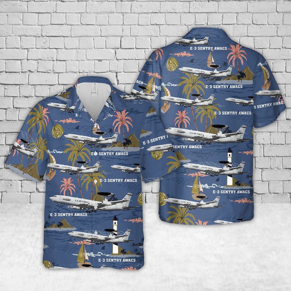 Air Force Hawaiian Shirt US Air Force E 3 Sentry AWACS Hawaiian Shirt Veteran Hawaiian Shirt 1 zygd6p.jpg