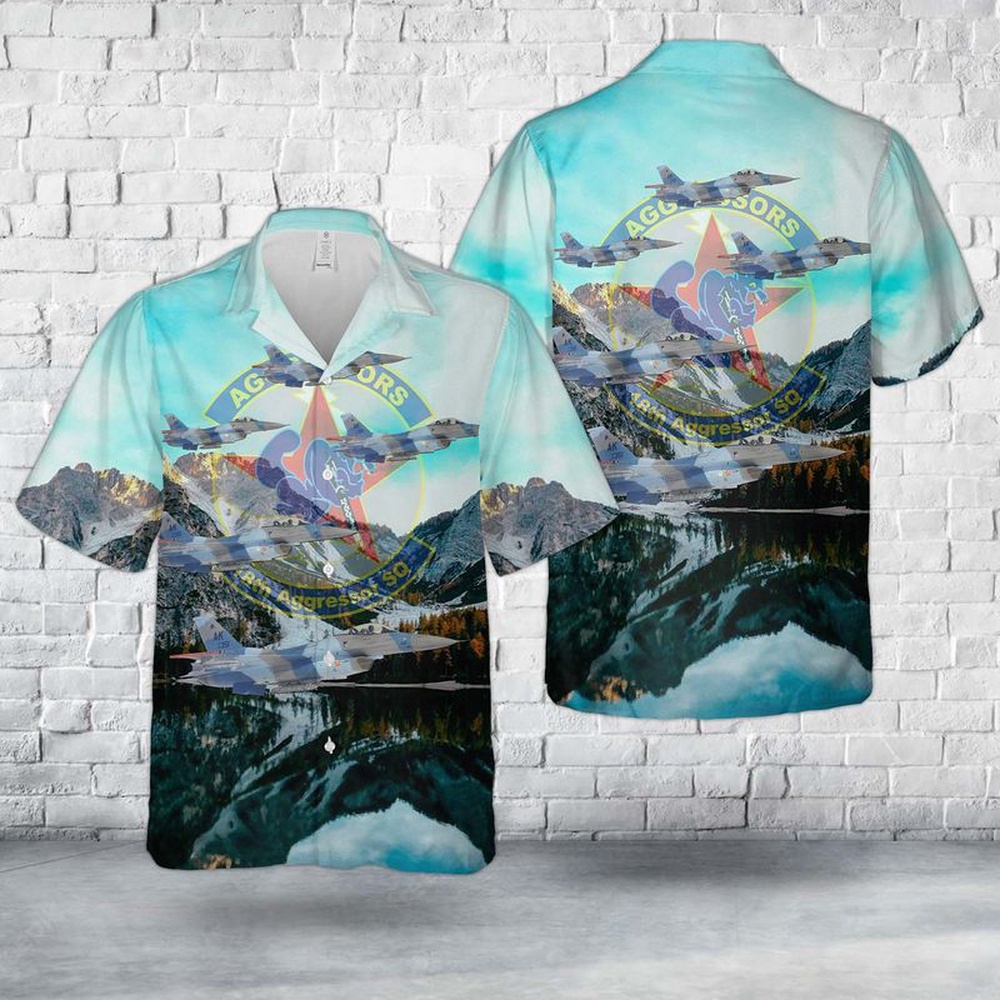 Air Force Hawaiian Shirt US Air Force F 16 Fighting Falcon Of 18th Aggressor Squadron Blue Foxes Hawaiian Shirt Veteran Hawaiian Shirt 1 ivejwf.jpg