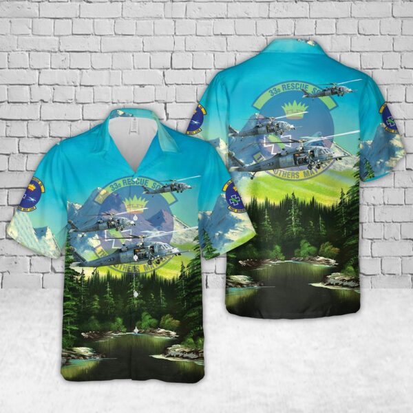 Air Force Hawaiian Shirt, US Air Force HH-60 Pave Hawk Of 33rd Rescue Squadron Hawaiian Shirt, Veteran Hawaiian Shirt