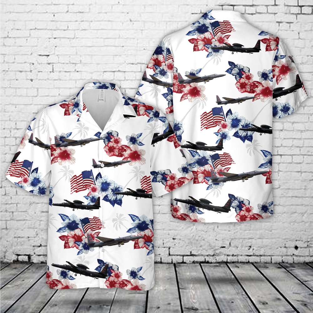 Air Force Hawaiian Shirt US Air Force Lockheed U 2S Dragon Lady Red White Blue Flag Floral Hawaiian Shirt Veteran Hawaiian Shirt 1 gundik.jpg
