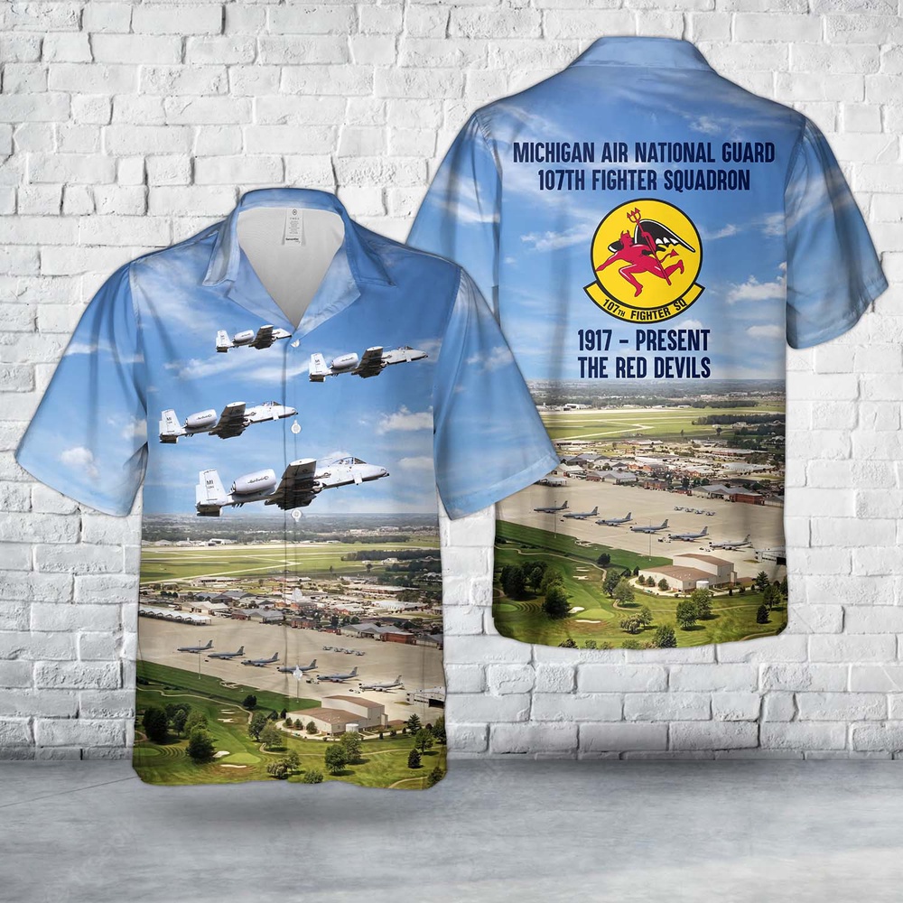 Air Force Hawaiian Shirt US Air Force Michigan Air National Guard 107th Fighter Squadron A 10 Thunderbolt II 80 255 Hawaiian Shirt 1 fepjxg.jpg