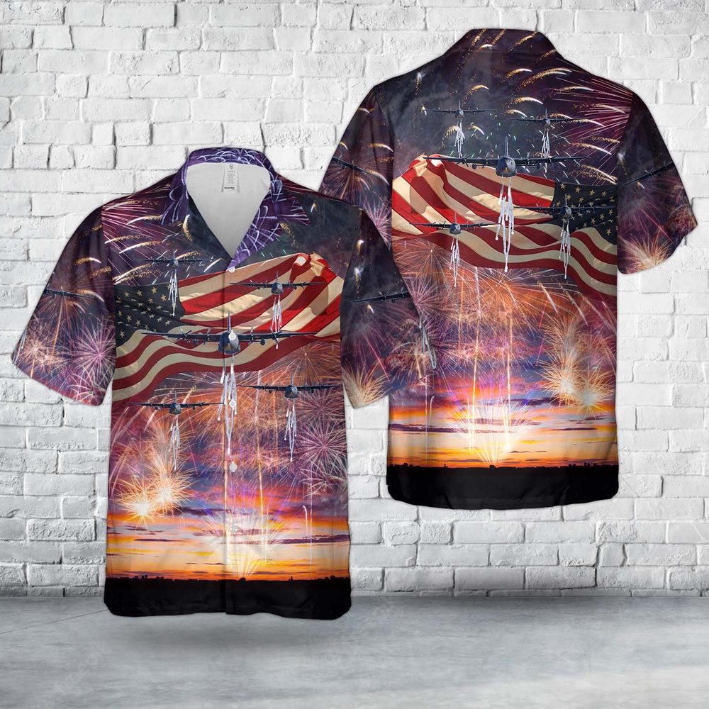 Air Force Hawaiian Shirt US Air Force Michigan Air National Guard C 130E Hercules aircraft from 171st Airlift Squadron 4th Of July Hawaiian Shirt 1 pxcxhe.jpg