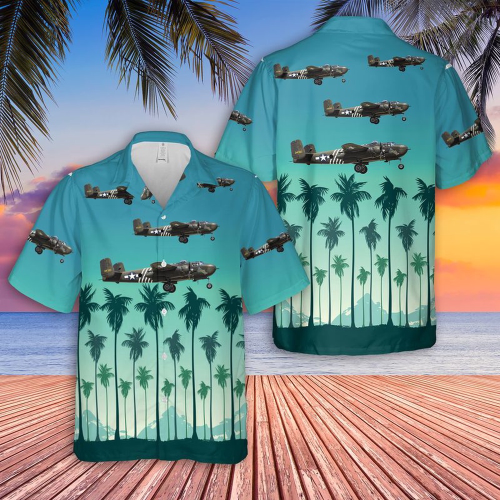 Air Force Hawaiian Shirt US Air Force North American B 25H Mitchell Barbie III Hawaiian Shirt Veteran Hawaiian Shirt 1 yodace.jpg