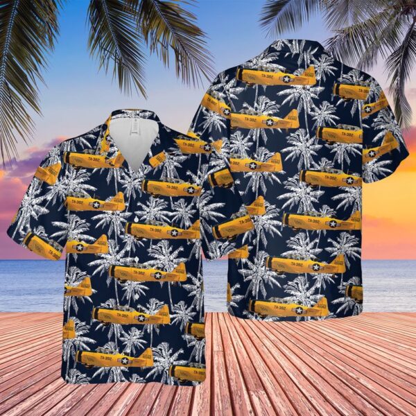 Air Force Hawaiian Shirt, US Air Force North American T-6G Texan Hawaiian Shirt, Veteran Hawaiian Shirt