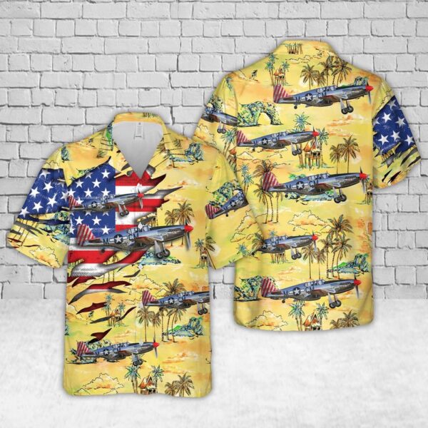 Air Force Hawaiian Shirt, US Air Force North American TP-51C Mustangs Betty Jane Hawaiian Shirt, Veteran Hawaiian Shirt