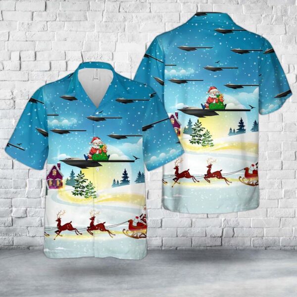 Air Force Hawaiian Shirt, US Air Force Northrop Grumman B-21 Raider Christmas Hawaiian Shirt, Veteran Hawaiian Shirt