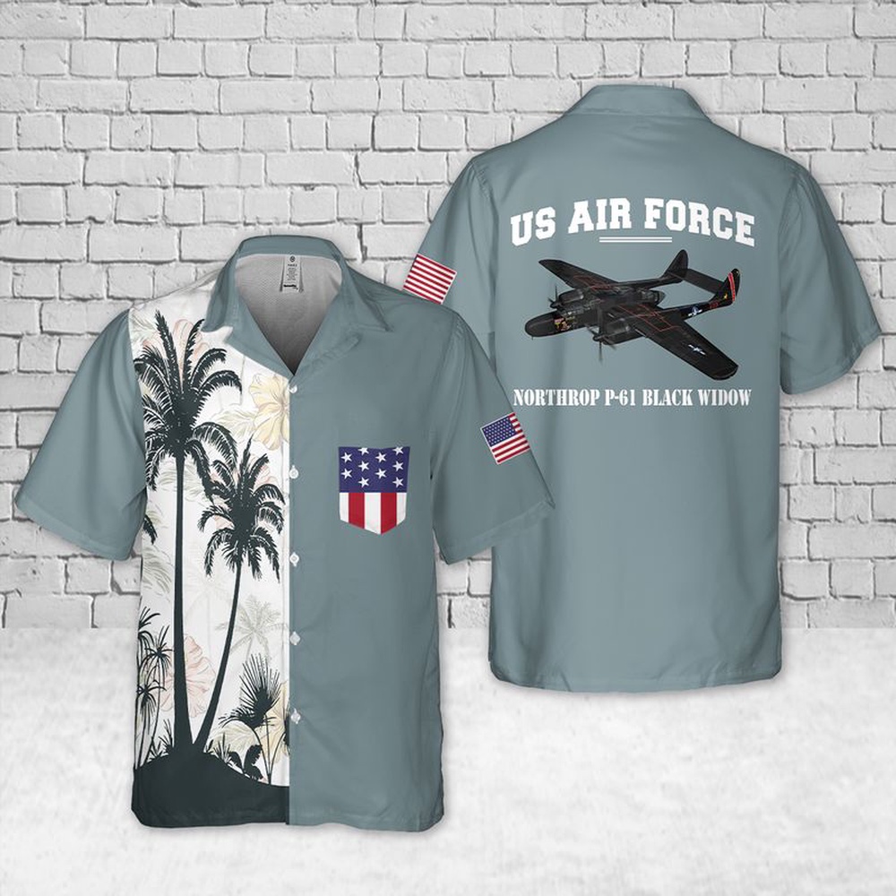 Air Force Hawaiian Shirt US Air Force Northrop P 61 Black Widow Pocket Hawaiian Shirt Veteran Hawaiian Shirt 1 vdzpph.jpg