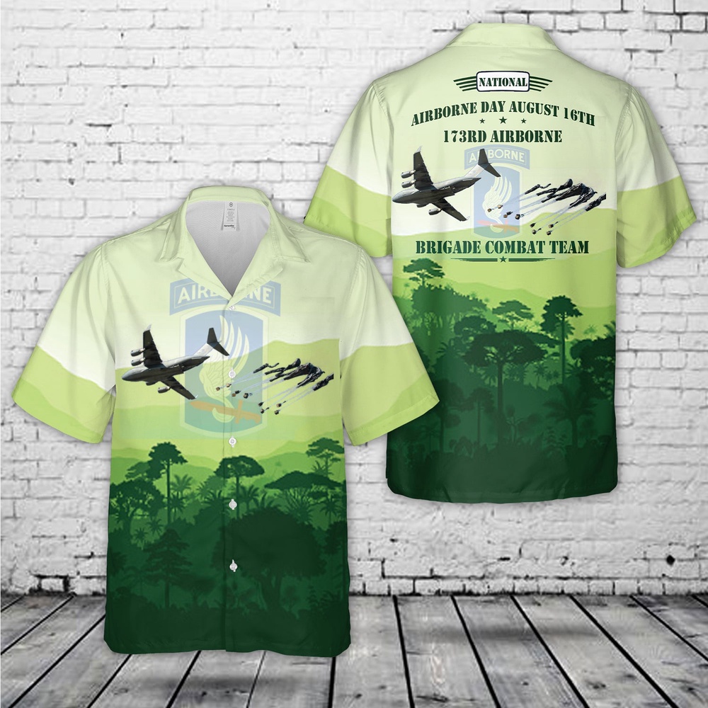 Army Hawaiian Shirt National Airborne Day 173rd Airborne Brigade Combat Team C 17 aircraft drops equipment Hawaiian Shirt 1 yy5buu.jpg Army Hawaiian Shirt National Airborne Day 173rd Airborne Brigade Combat Team C 17 aircraft drops equipment Hawaiian Shirt 1 yy5buu.jpg