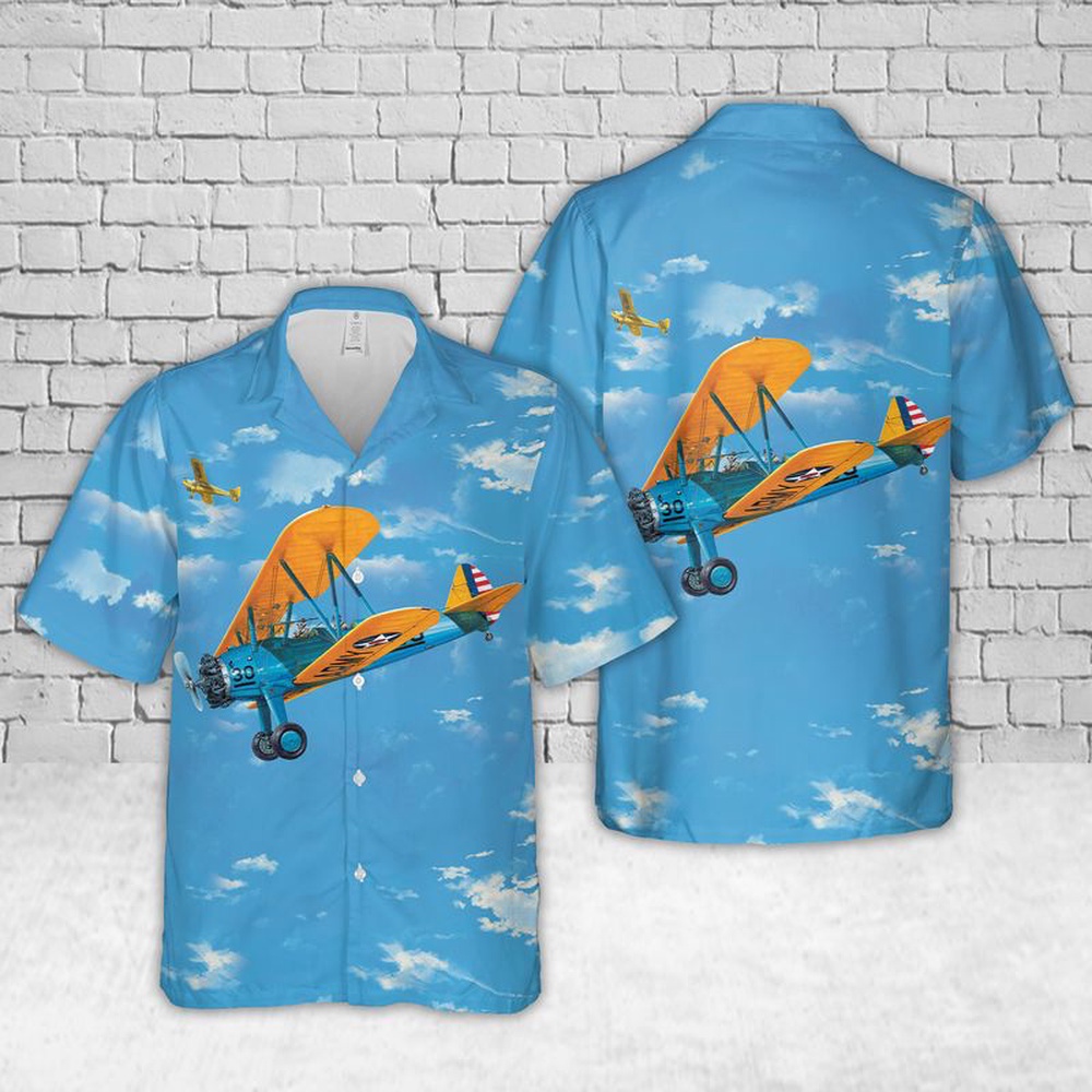 Army Hawaiian Shirt US Army Air Corps Boeing Stearman PT 17 Kaydet Hawaiian Shirt Military Aloha Shirt 1 p9prao.jpg