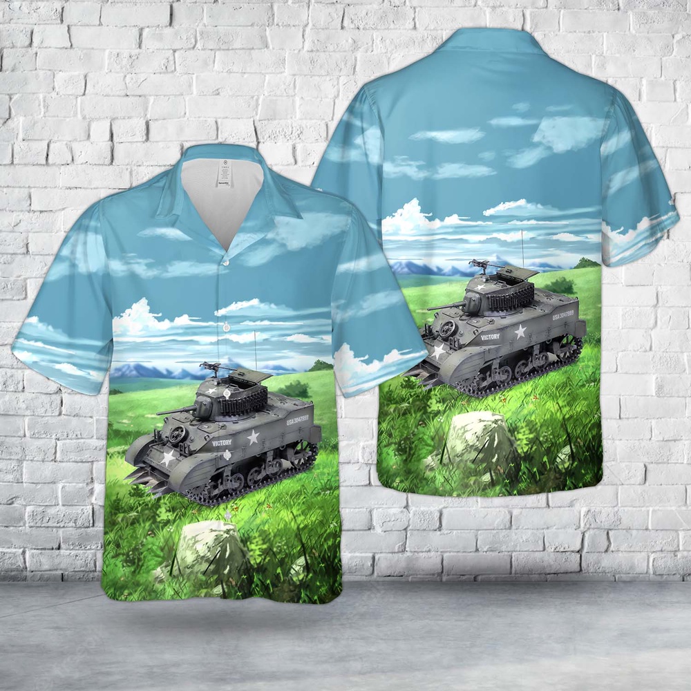Army Hawaiian Shirt US Army M5A1 Light Tank WWII Hawaiian Shirt Military Aloha Shirt 1 omkrkr.jpg