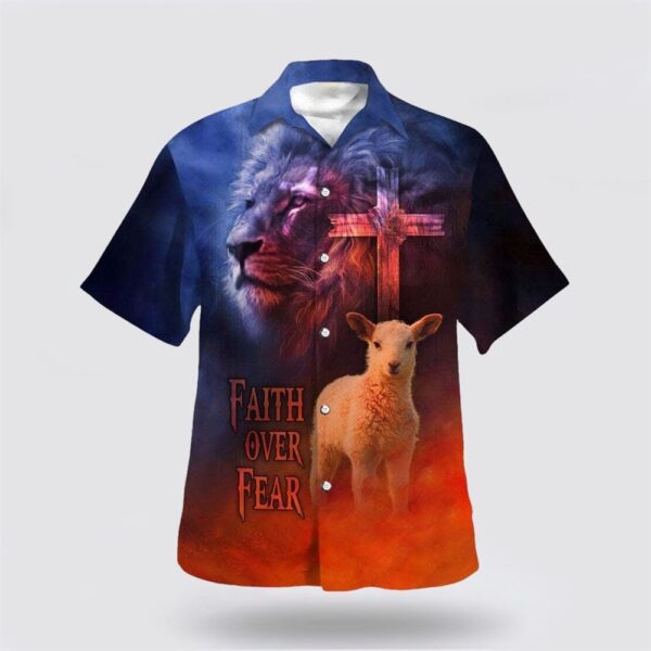 Christian Hawaiian Shirt, Bible Verse Faith Over Fear Sheep Hawaiian Shirt, Religion Hawaiian Shirt