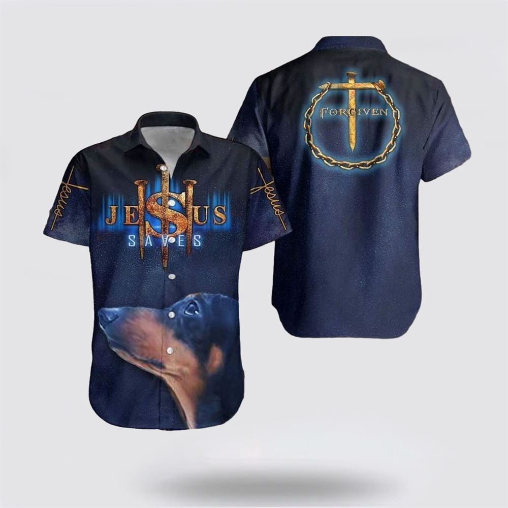Dachshund Cross Jesus Saves Christian Faith Dog Lover Unique Hawaiian Shirt Religious Hawaiian Shirt Christian Aloha Shirt Christian Gift 1 k7t6se.jpg