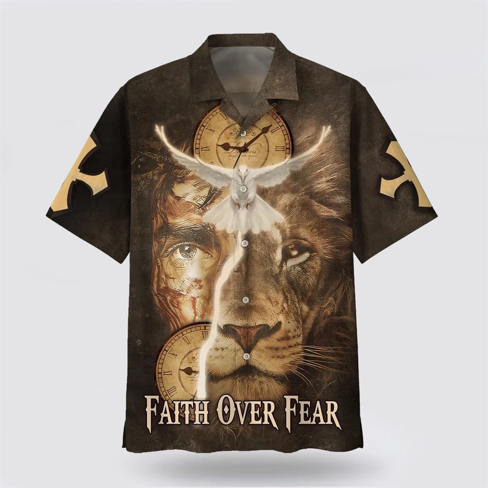 Faith Over Fear Hawaiian Shirt Jesus Lion And Dove Hawaiian Shirt Christian Hawaiian Shirt Religious Aloha Shirt 1 w00a95.jpg