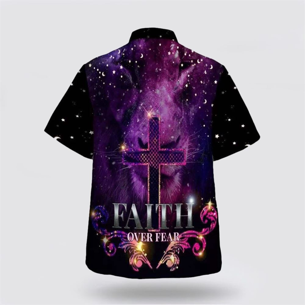 Faith Over Fear The Lion Cross Christian Faith For Friend Hawaiian Shirt Christian Hawaiian Shirt Religious Aloha Shirt 2 ogwnex.jpg