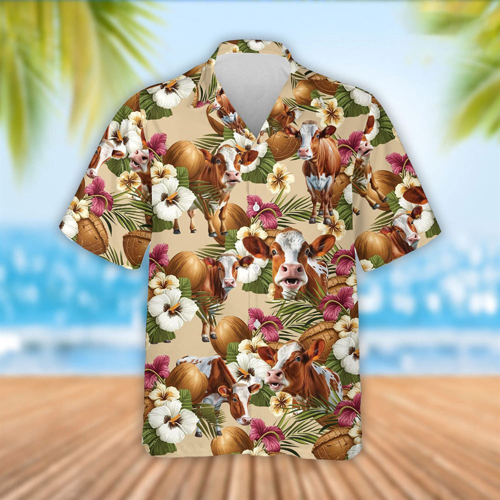 Farm Hawaiian Shirt Ayrshire Cattle Coconut Tropical Flowers Hawaiian Shirt Summer Gift Animal Hawaiian Shirt 1 i5nt8n.jpg Farm Hawaiian Shirt Ayrshire Cattle Coconut Tropical Flowers Hawaiian Shirt Summer Gift Animal Hawaiian Shirt 1 i5nt8n.jpg