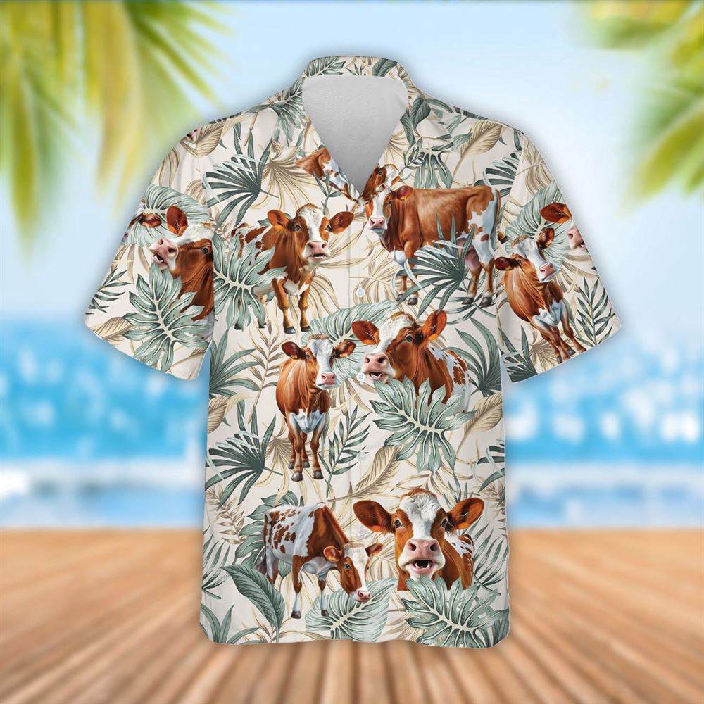Farm Hawaiian Shirt Ayrshire Cattle Tropical Leaf Pattern Hawaiian Shirt Summer Gift Animal Hawaiian Shirt 1 flzmlg.jpg Farm Hawaiian Shirt Ayrshire Cattle Tropical Leaf Pattern Hawaiian Shirt Summer Gift Animal Hawaiian Shirt 1 flzmlg.jpg