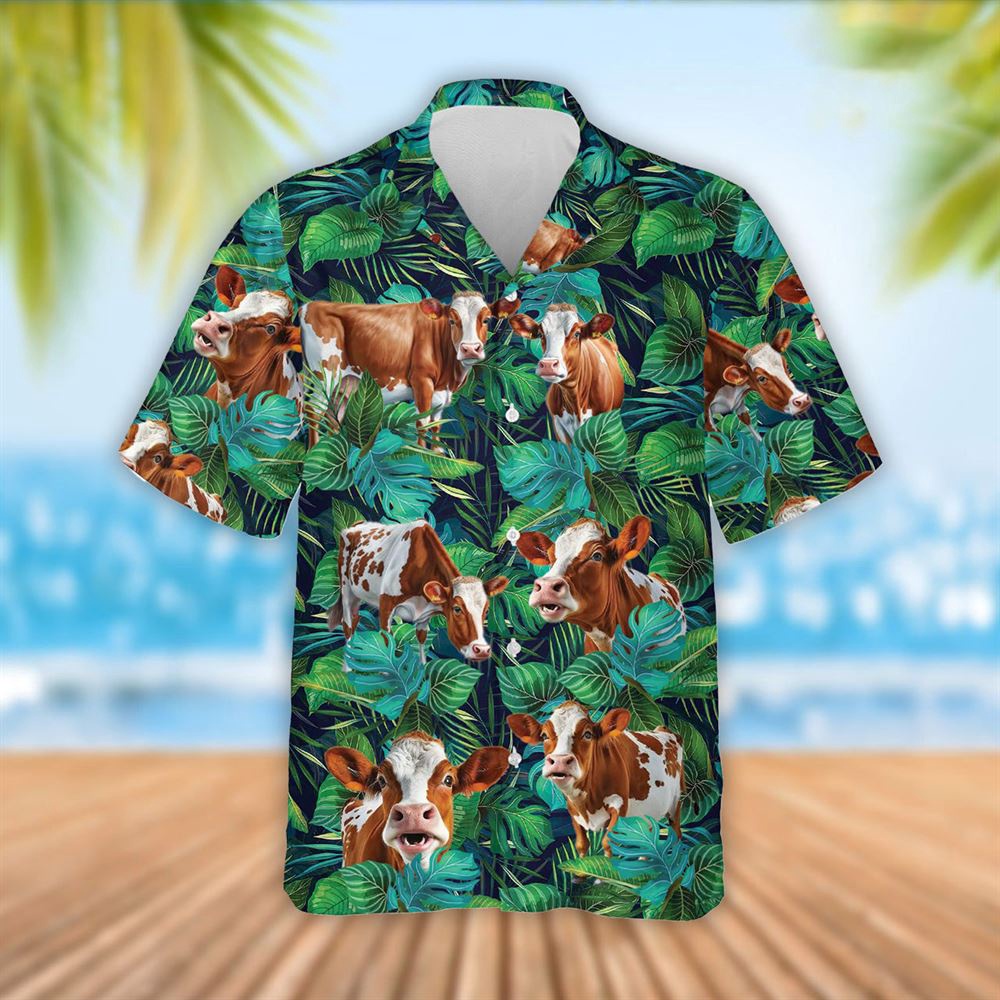 Farm Hawaiian Shirt Ayrshire Cattle Tropical Leaves Hawaiian Shirt Summer Gift Animal Hawaiian Shirt 1 n3zadj.jpg Farm Hawaiian Shirt Ayrshire Cattle Tropical Leaves Hawaiian Shirt Summer Gift Animal Hawaiian Shirt 1 n3zadj.jpg