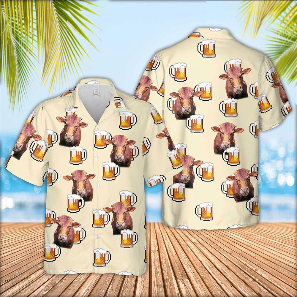 Farm Hawaiian Shirt Beefmaster Cattle Drink Beer Pattern Hawaiian Shirt Animal Hawaiian Shirt 1 iygkgl.jpg
