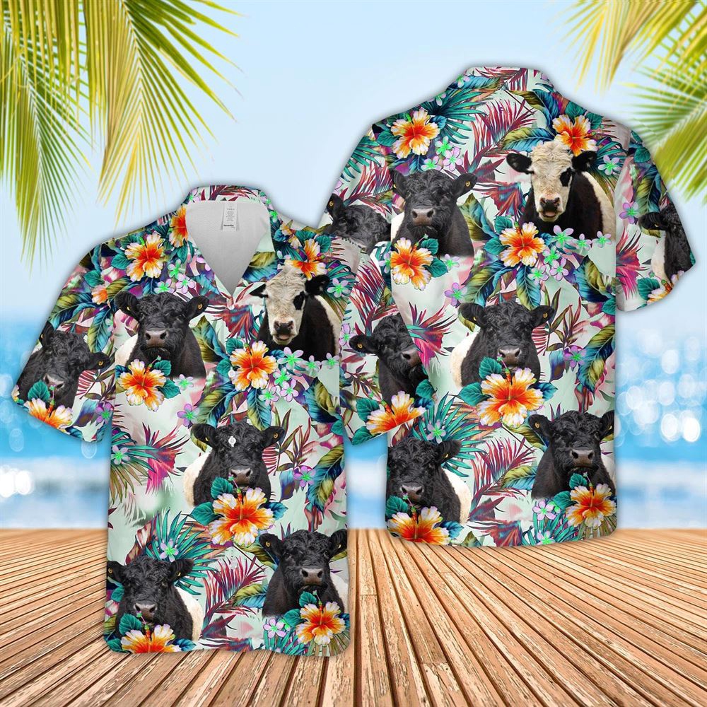 Farm Hawaiian Shirt Belted Galloway Colorful Leaf Pattern Hawaiian Shirt Animal Hawaiian Shirt 1 knirhp.jpg