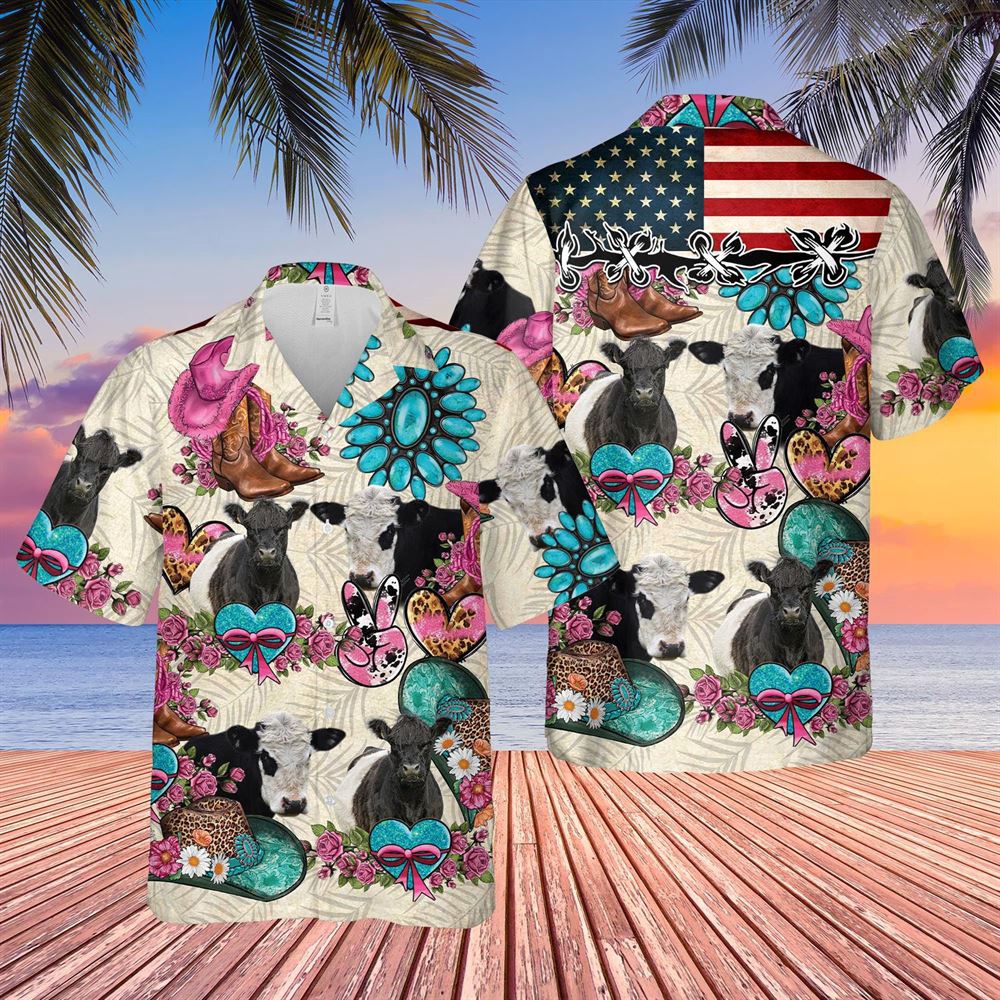Farm Hawaiian Shirt Belted Galloway Happiness Flowers 3D Hawaiian Shirt Animal Hawaiian Shirt 1 vqmi2c.jpg