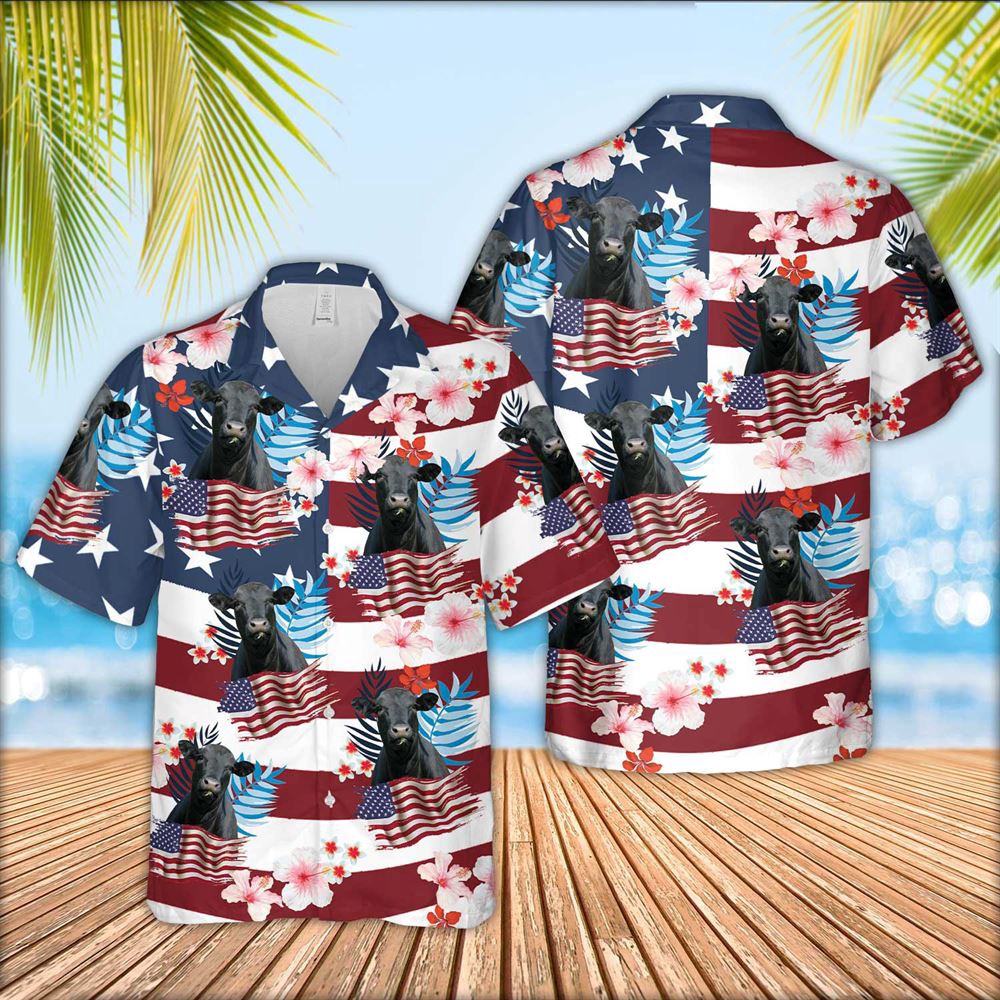 Farm Hawaiian Shirt Black Angus Cattle Floral U.S Flag Pattern Hawaiian Shirt Animal Hawaiian Shirt 1 l637lo.jpg