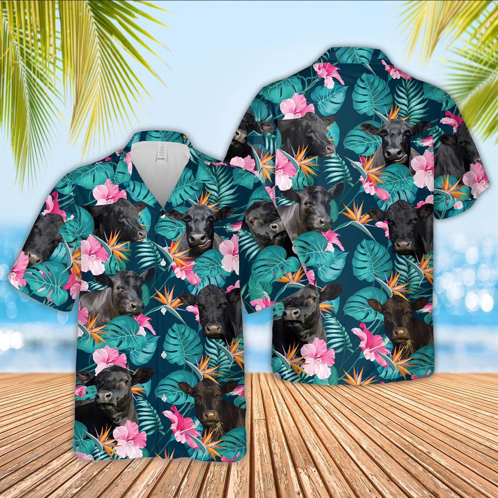 Farm Hawaiian Shirt Black Angus Cattle Palm Leaves Pattern Hawaiian Shirt Animal Hawaiian Shirt 1 nfykdd.jpg