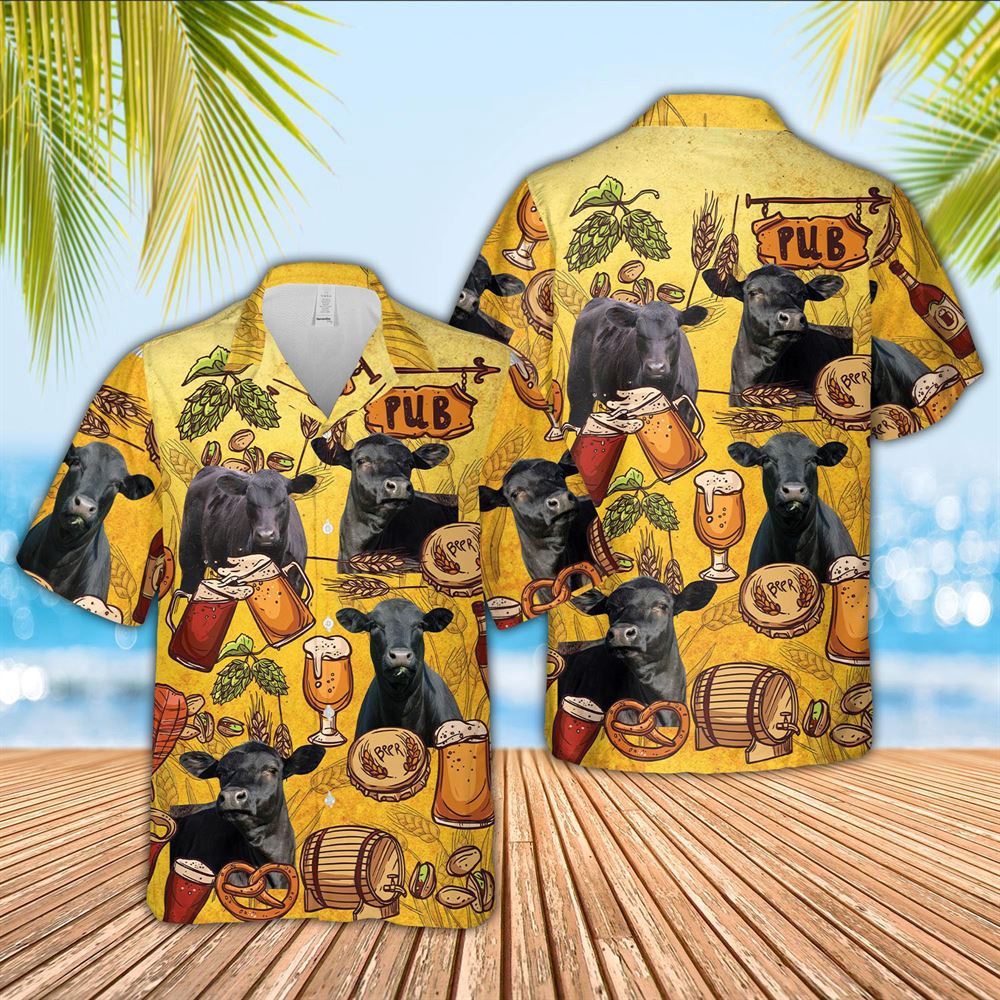 Farm Hawaiian Shirt Black Angus Drink Beer Pattern 3D Hawaiian Shirt Animal Hawaiian Shirt 1 oatj1x.jpg