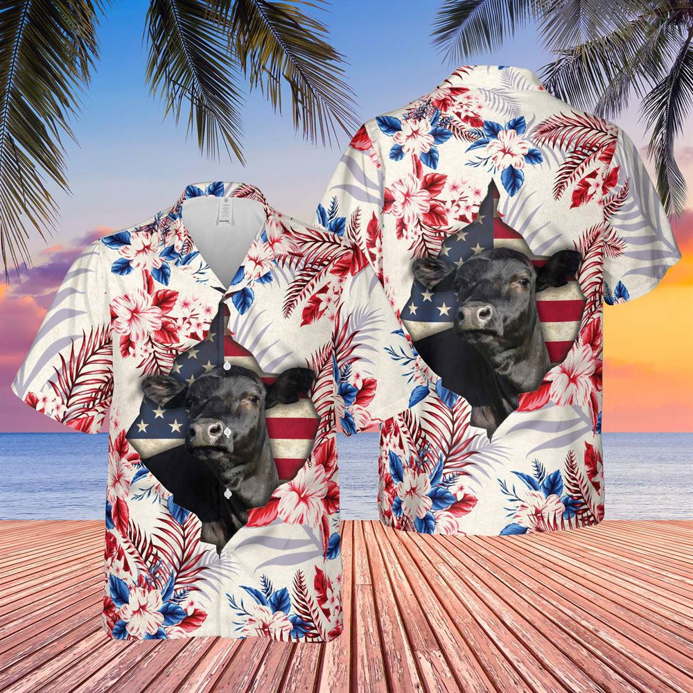 Farm Hawaiian Shirt Black Angus Face Hibiscus Flower All Over Printed 3D Hawaiian Shirt Animal Hawaiian Shirt 1 vd6lvj.jpg