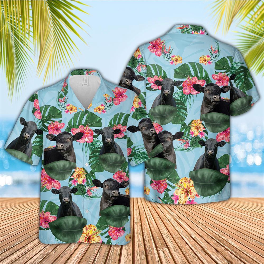 Farm Hawaiian Shirt Black Angus Flower Pattern 3D Hawaiian Shirt Animal Hawaiian Shirt 1 tvm5f6.jpg